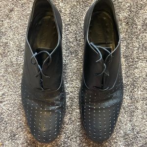 Lanvin Black Perforated Oxfords